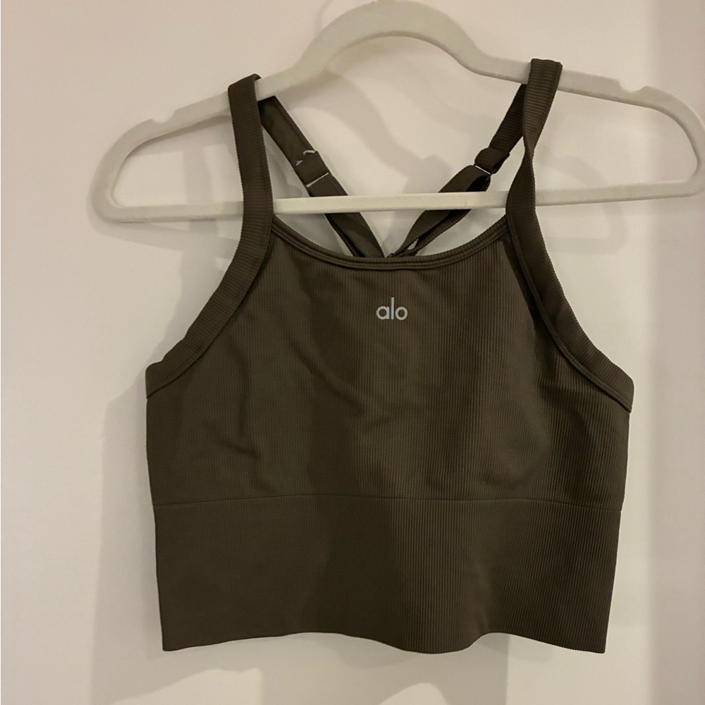ALO Yoga Ribbed Bra Tank - Dark Green
